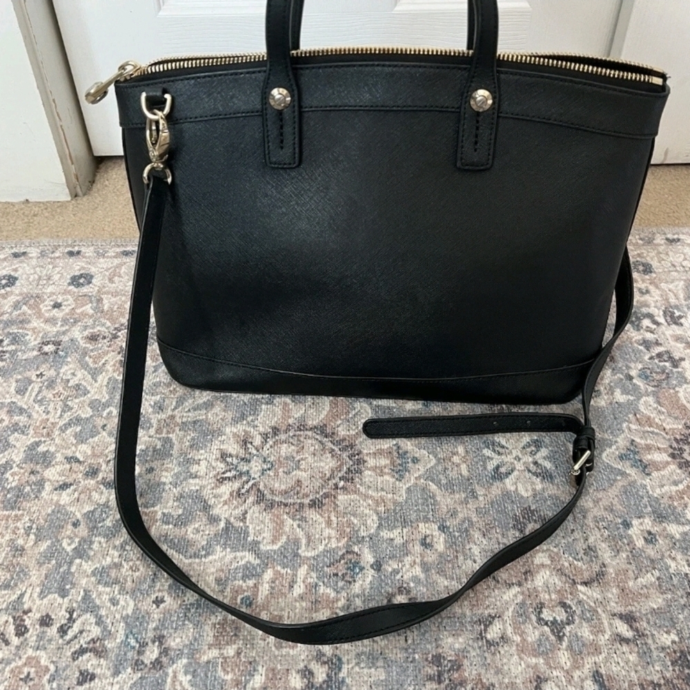 Henri Bendel West 57th Black Satchel Bag Purse - Picture 2 of 8